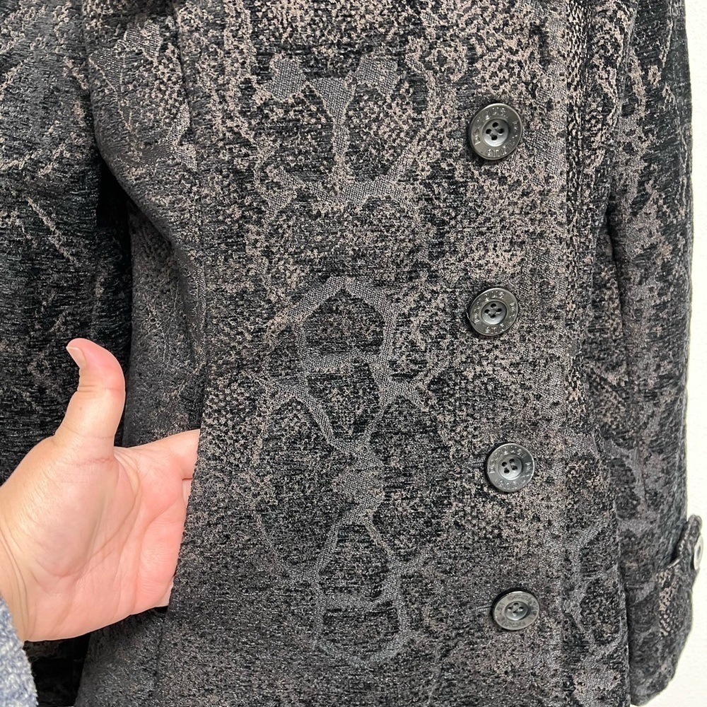 Desigual Womens Black Brown Snake Print Long Button Up Pea Coat Size EU 36 - Picture 4 of 8